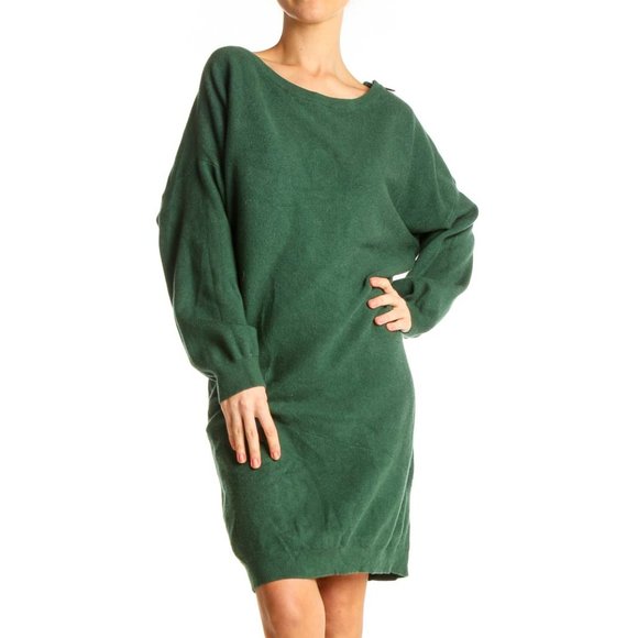 NWT Apricot Knit Sweater Dress in Deep Green with Shoulder Zipper - Picture 2 of 12
